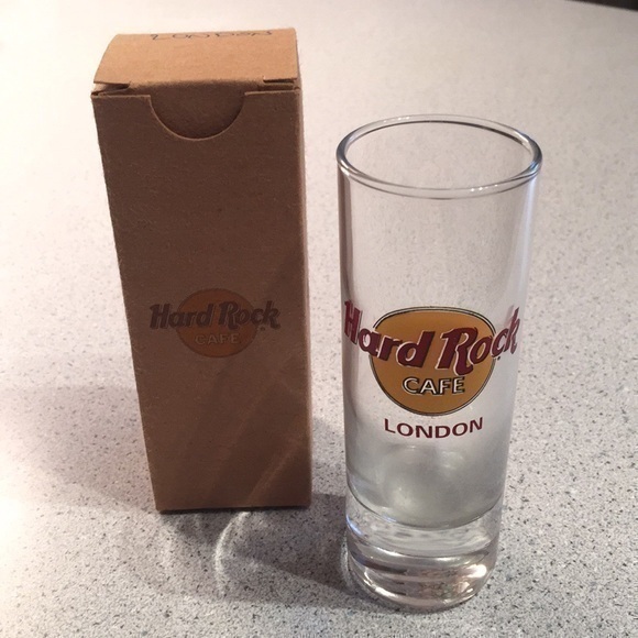 NEW LONDON Red Lettering - Hard Rock Cafe 4” Shooter Shot Glass With Box - Picture 1 of 13